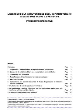L`ESERCIZIO E LA MANUTENZIONE DEGLI