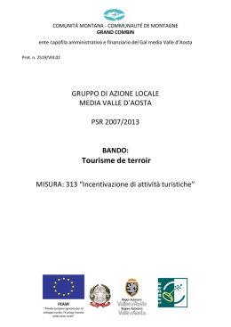 Bando 313 Tourisme de terroir GAL media Valle d`Aosta