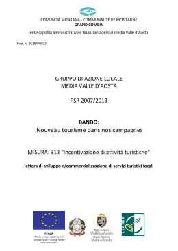 Bando 313 Nouveau tourisme dans nos campagnes GAL media