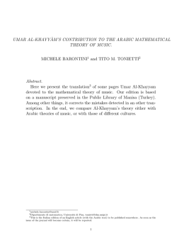 UMAR AL-KHAYY &macr; AM`S CONTRIBUTION TO THE ARABIC