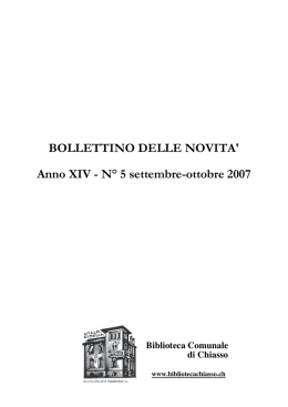 N&deg; 5 settembre-ottobre 2007 - Biblioteca Comunale di Chiasso
