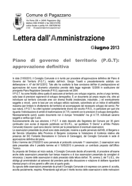 lettera dell`Amministrazione - giugno 2013