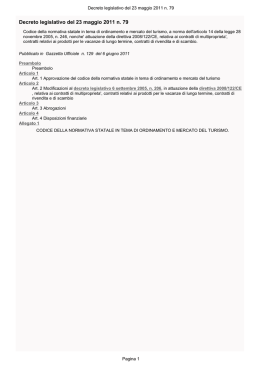 Codice turismo Dlsl 23 maggio 2011 n. 79