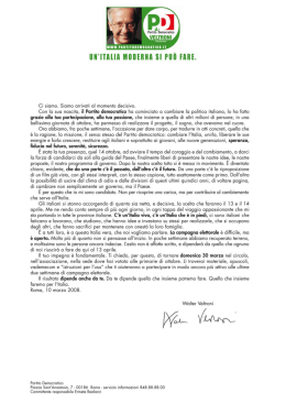 Lettera di Veltroni ai votanti delle primarie