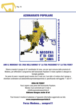 Scheda informativa per ricerca dei Coordinatori di zona