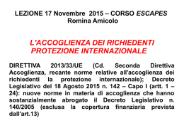 l`accoglienza dei richiedenti protezione internazionale