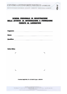 Scheda di registrazione della Formazione