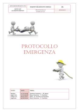 protocollo emergenza - Rinascita Vita Onlus