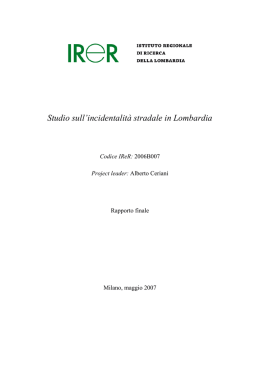 Studio sull`incidentalit&agrave; stradale in Lombardia