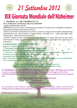Volantino Giornata mondiale Alzheimer La rete magica