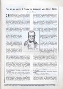 Una pagina inedita di Cavour sa Napoleone verso l`Isola d`Elba "