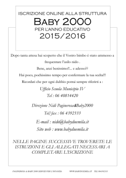 iscrizioni baby 2000 - Baby2000 Servizi per l`infanzia