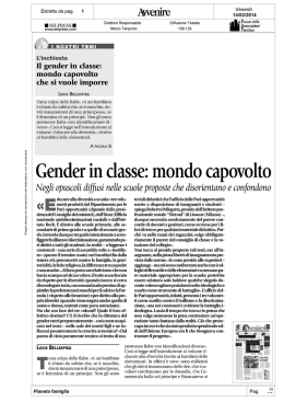 Gender in classe, un mondo capovolto