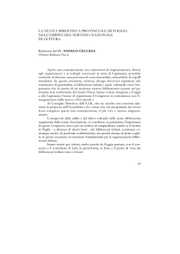 La nuova Biblioteca Provinciale di Foggia nell`ambito del servizio