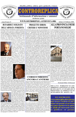 23/02/2008 - Il Sito ufficiale del giornale Controreplica