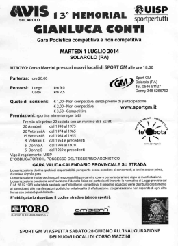 Locandina 13&deg; Memorial Gianluca Conti