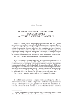 Il Risorgimento come scontro generazionale. Antonio e Scipione
