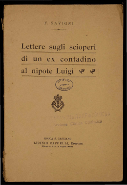 Lettere sugli scioperi di un ex contadino al nipote Luigi ~ ~