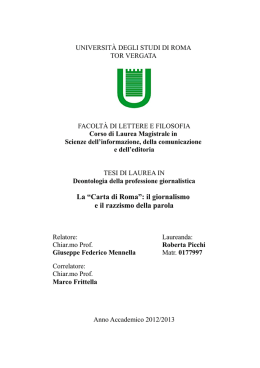 La Carta di Roma il giornalismo e il razzismo della parola