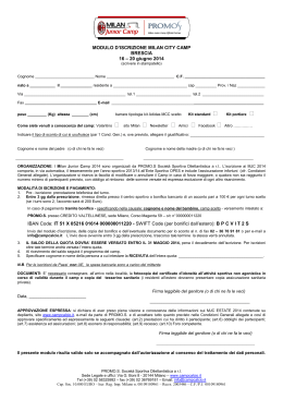 MODULO D`ISCRIZIONE MILAN CITY CAMP BRESCIA 16 &ndash; 20