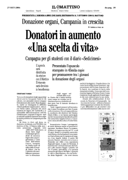 Donazione organi, Campania in aumento