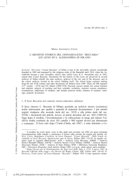 L`ARCHIVIO STORICO DEL GINNASIO