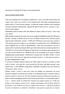 Intervento per il consiglio del 29 agosto &mdash;linee