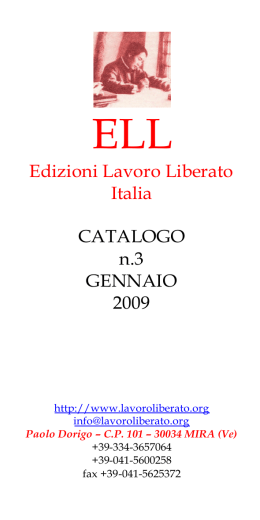 Edizioni Lavoro Liberato Italia CATALOGO n.3