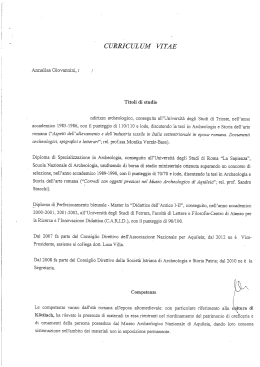 curriculum vitae del soggetto - Regione Autonoma Friuli Venezia