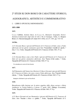 2&ordm; studi su don bosco di carattere storico, agiografico, artistico e