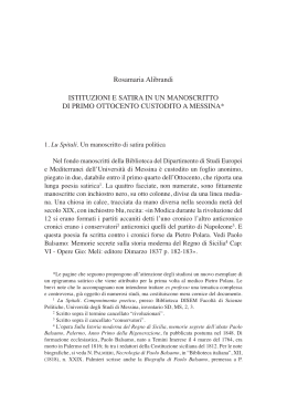 istituzioni e satira in un manoscritto di primo ottocento custodito a