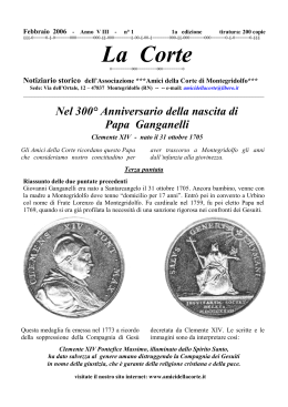 Febbraio 2006 - 300° Anniversario della nascita di Papa Ganganelli