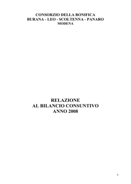 relazione al bilancio consuntivo anno 2008