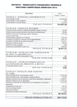 ENTRATE - RENDICONTO FINANZIARIO GENERALE GESTIONE