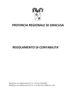 Regolamento di Contabilità - Provincia Regionale di Siracusa