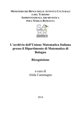 L`archivio dell`Unione Matematica Italiana presso il Dipartimento di