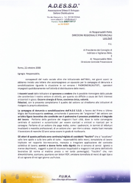 Ai Responsabili INAIL Direzioni Regionali e Provinciali