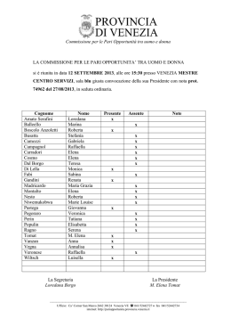 Verbale - Pari Opportunit&agrave; Provincia di Venezia