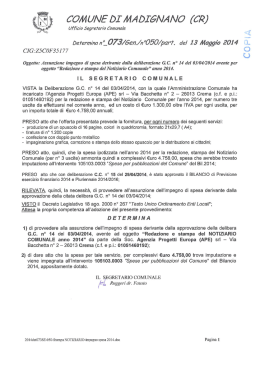" redazione e stampa del notiziario comunale" anno 2014