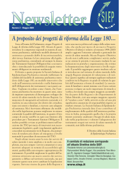 Newsletter SIEP - n° 2 - Società Italiana di Epidemiologia Psichiatrica