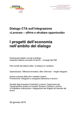 I progetti dell`economia nell`ambito del dialogo