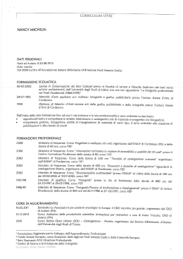 curreculum vetae nancy michilin - Centro di Riferimento Oncologico