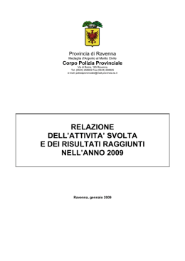 Relazione attività - Anno 2009