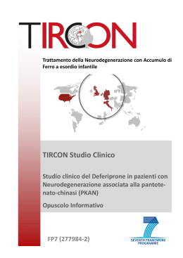TIRCON Studio Clinico Studio clinico del Deferiprone in pazienti con