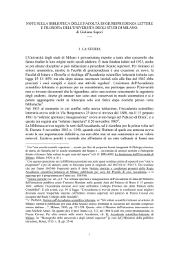 NOTE SULLA BIBLIOTECA DELLE FACOLT&Agrave; DI