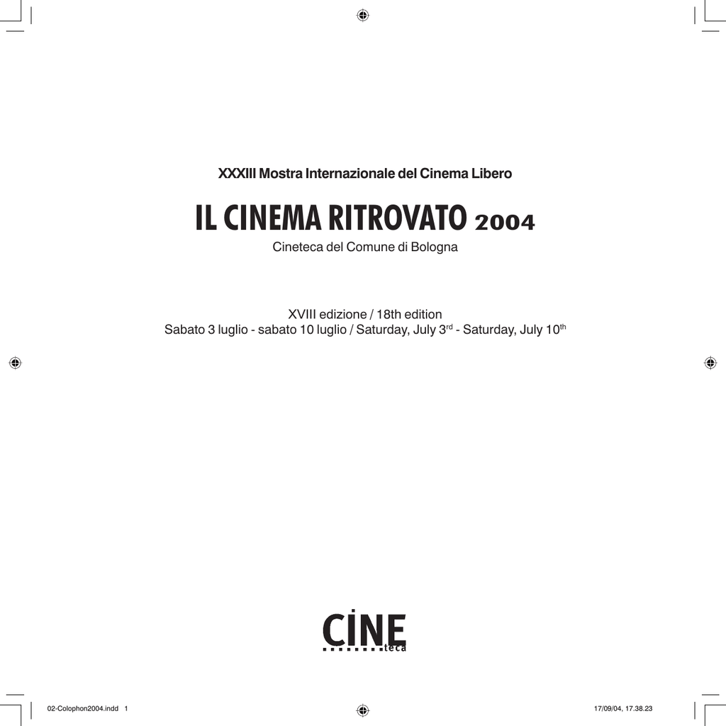 Catalogazione - Cineteca di Bologna - 