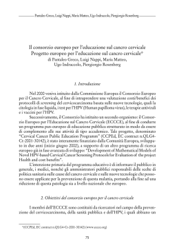 Il consorzio europeo per l`educazione sul cancro cervicale Progetto