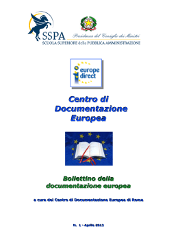 Bollettino della documentazione europea n. 1/2013