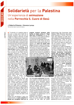 Larosa Vincenzo, Solidariet&agrave; per la Palestina, Insieme Giugno 2011