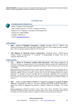 Curriculum Vitae - Universit&aacute; della Calabria
